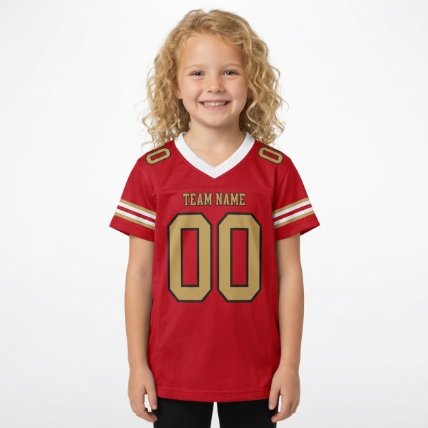 Custom Red & Gold/Black Football Jersey