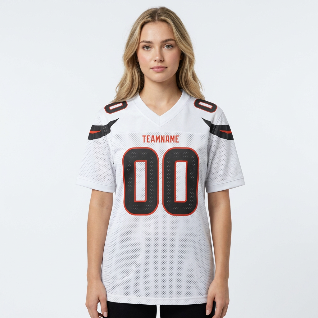 Custom White & Black/Red Football Jersey