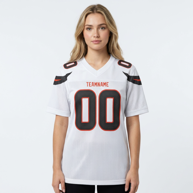 Custom White & Black/Red Football Jersey
