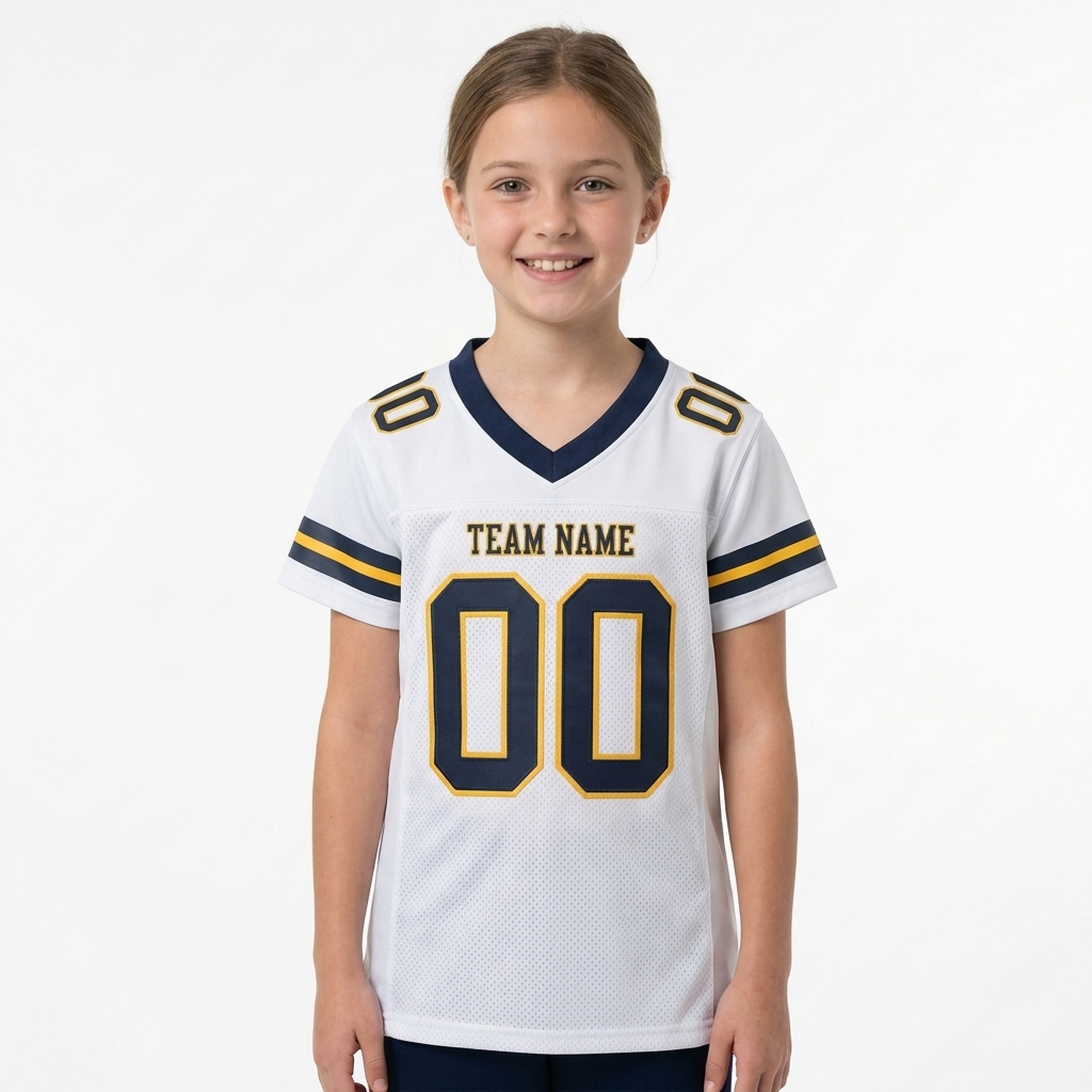 Custom White & Black/Gold Football Jersey