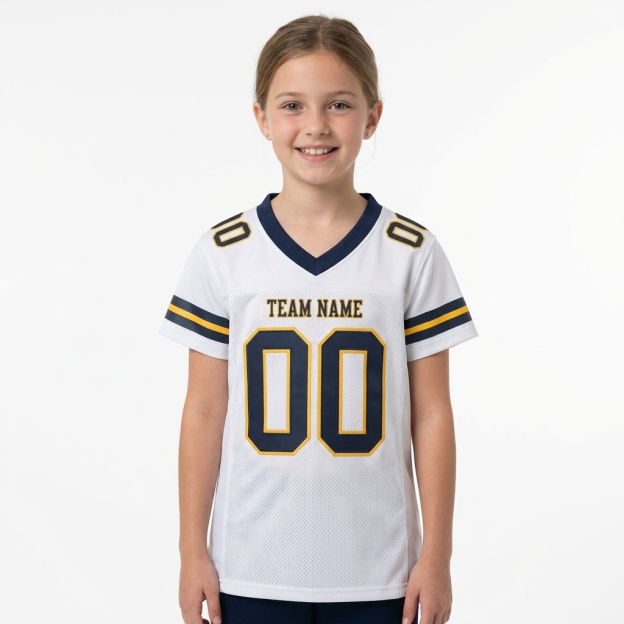 Custom White & Black/Gold Football Jersey