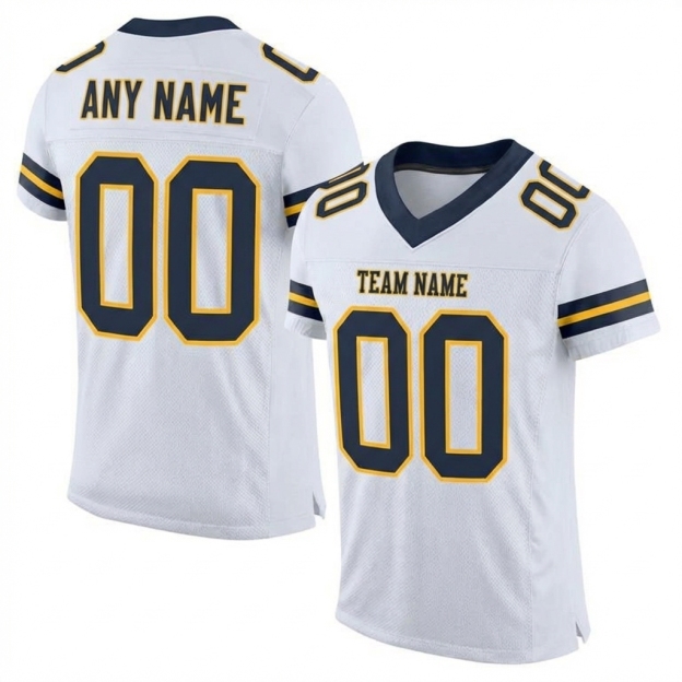 Custom White & Black/Gold Football Jersey