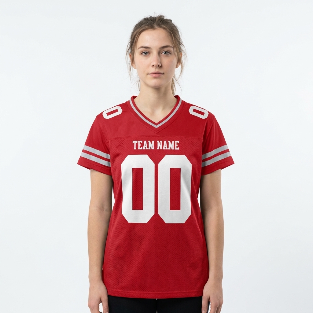 Custom Red & White/Grey Football Jersey