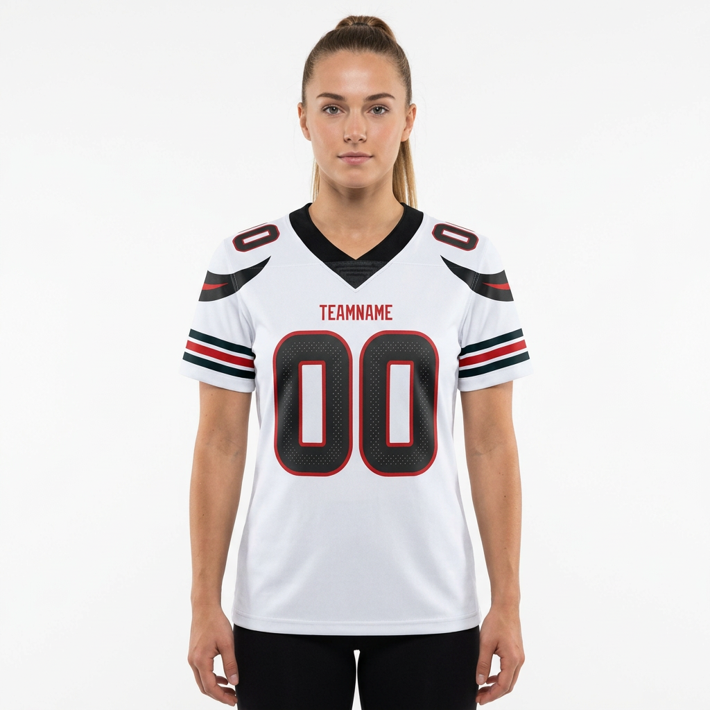 Custom White & Black/Red Football Jersey