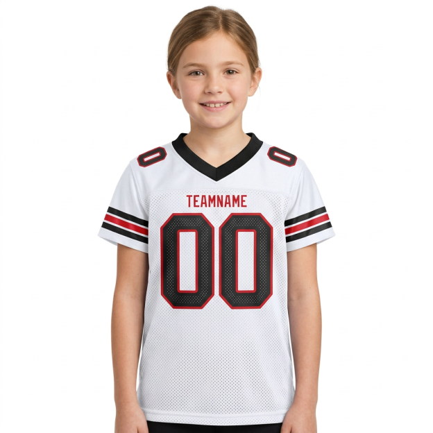 Custom White & Black/Red Football Jersey