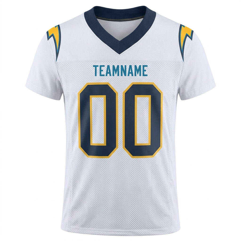 Custom White & Navy/Gold Football Jersey