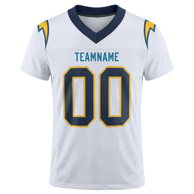 Custom White & Navy/Gold Football Jersey