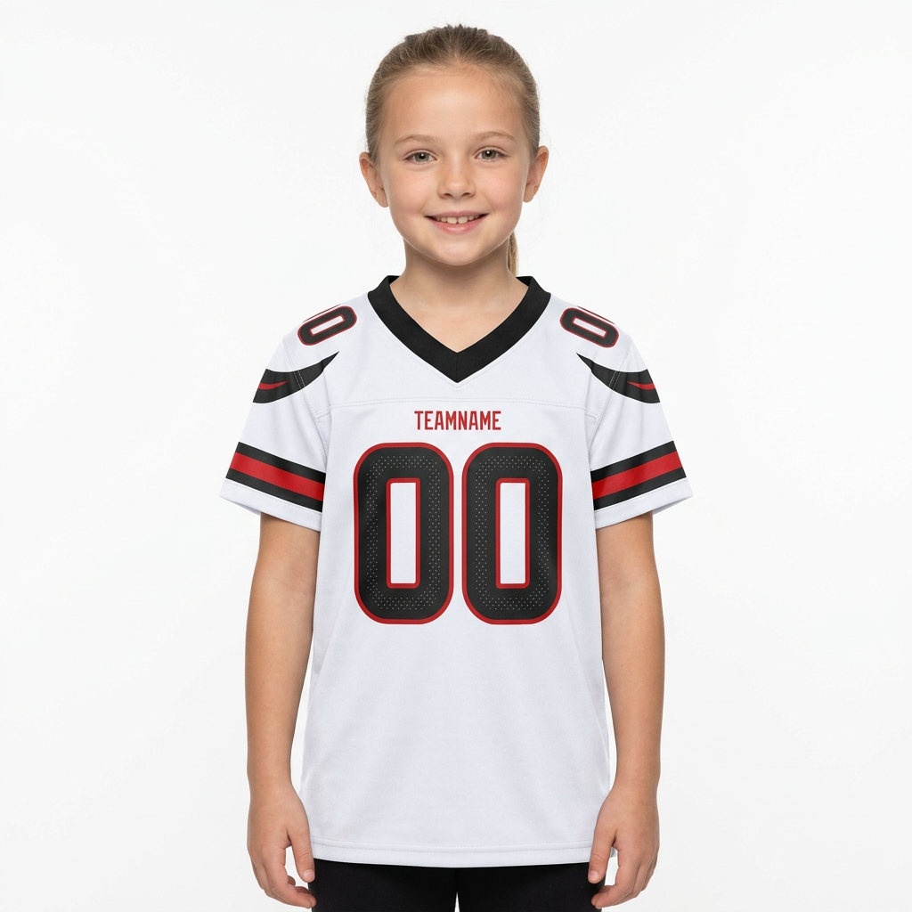 Custom White & Black/Red Football Jersey