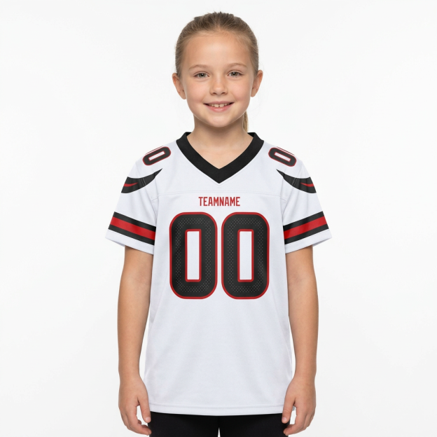 Custom White & Black/Red Football Jersey