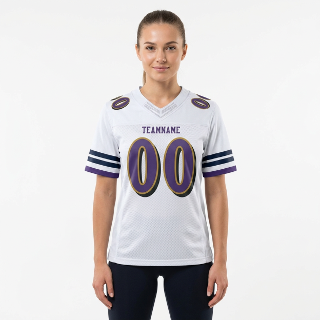 Custom White & Purple/Gold Football Jersey