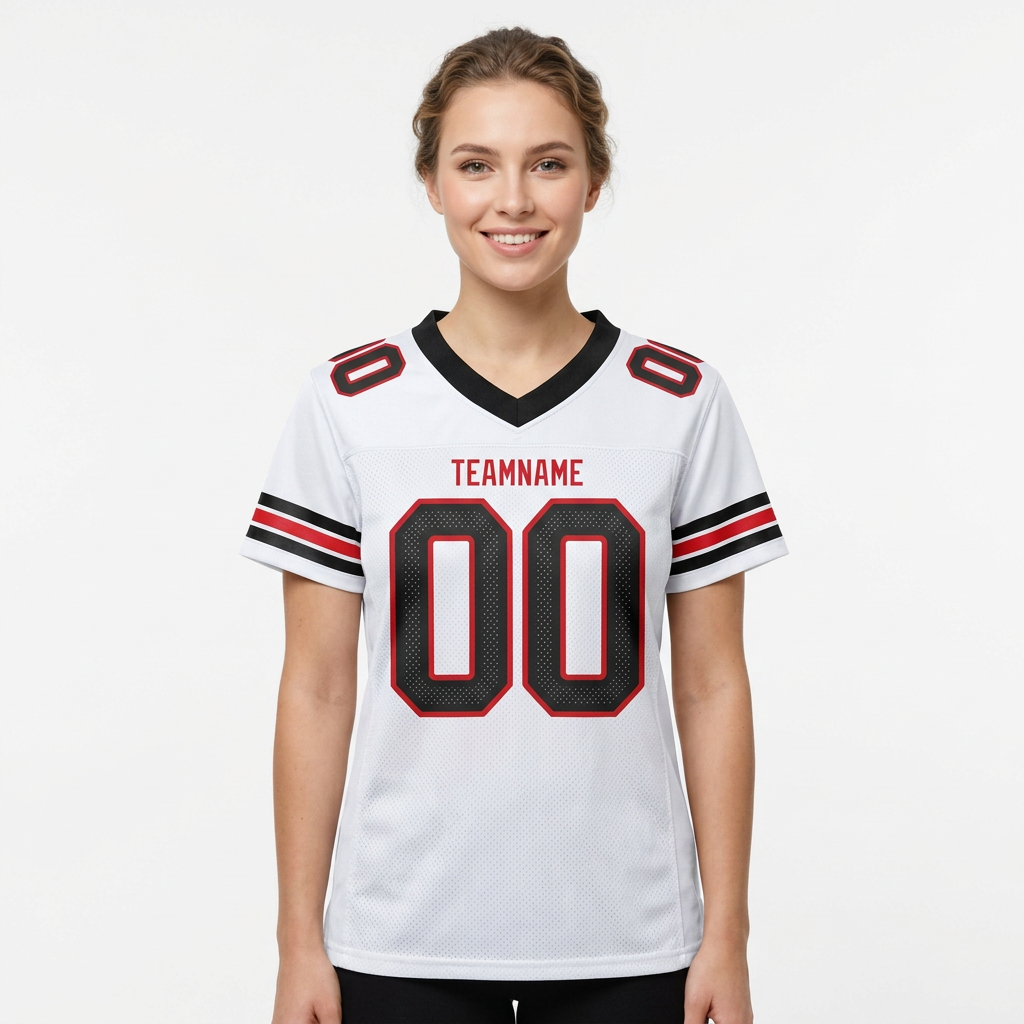 Custom White & Black/Red Football Jersey