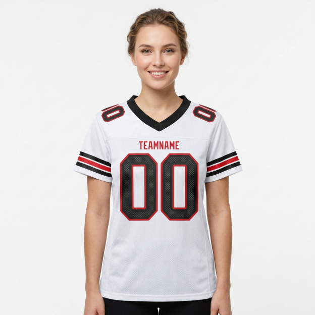Custom White & Black/Red Football Jersey