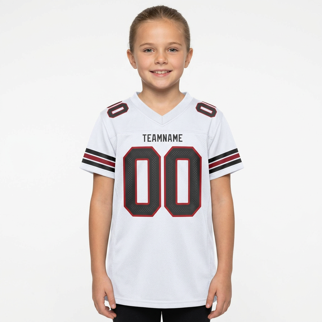 Custom White & Black/Red Football Jersey