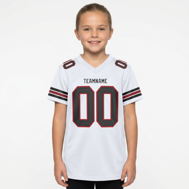 Custom White & Black/Red Football Jersey