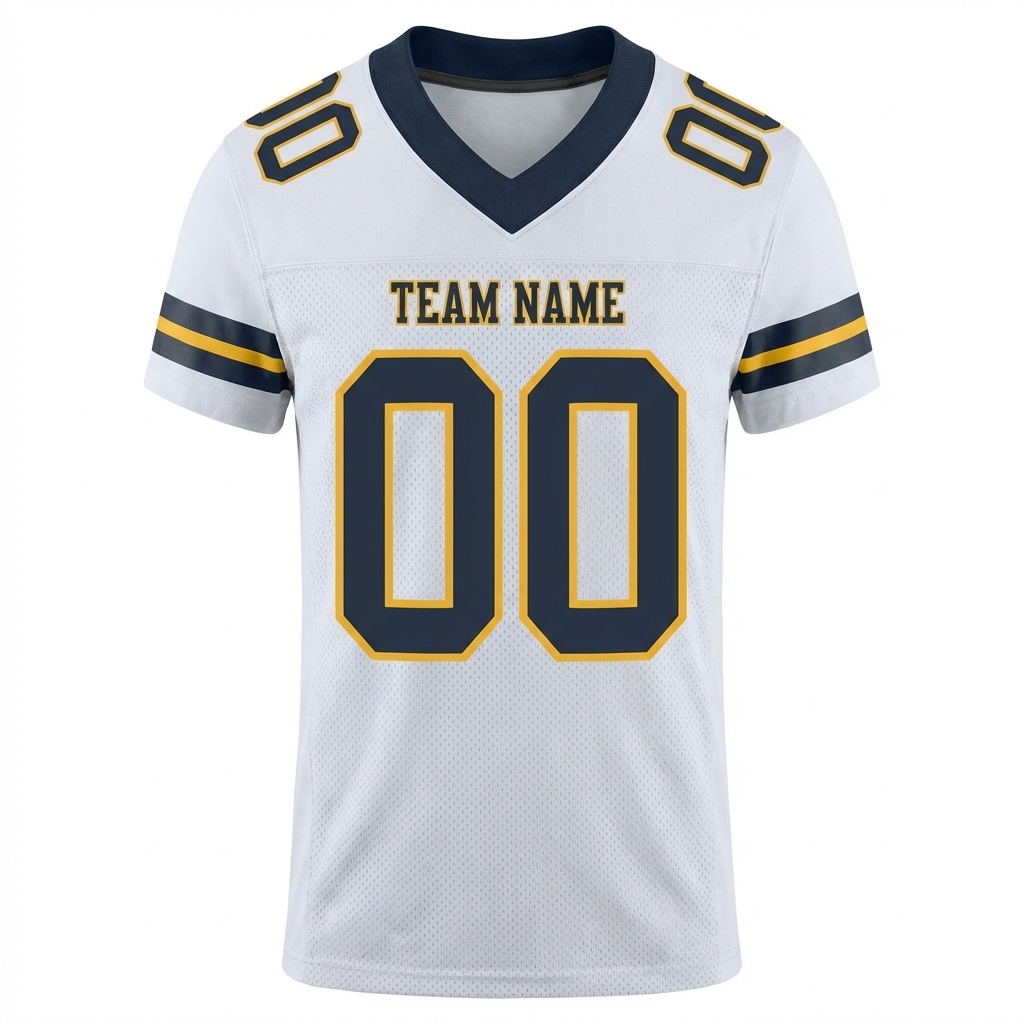Custom White & Black/Gold Football Jersey