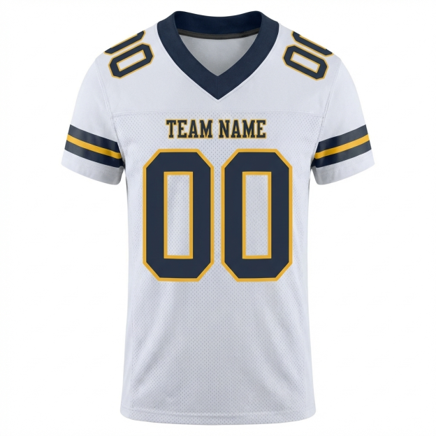 Custom White & Black/Gold Football Jersey