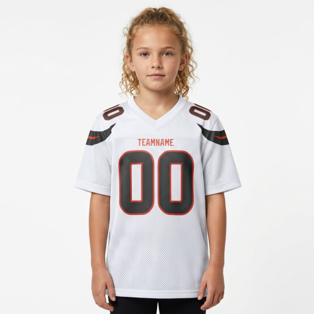 Custom White & Black/Red Football Jersey