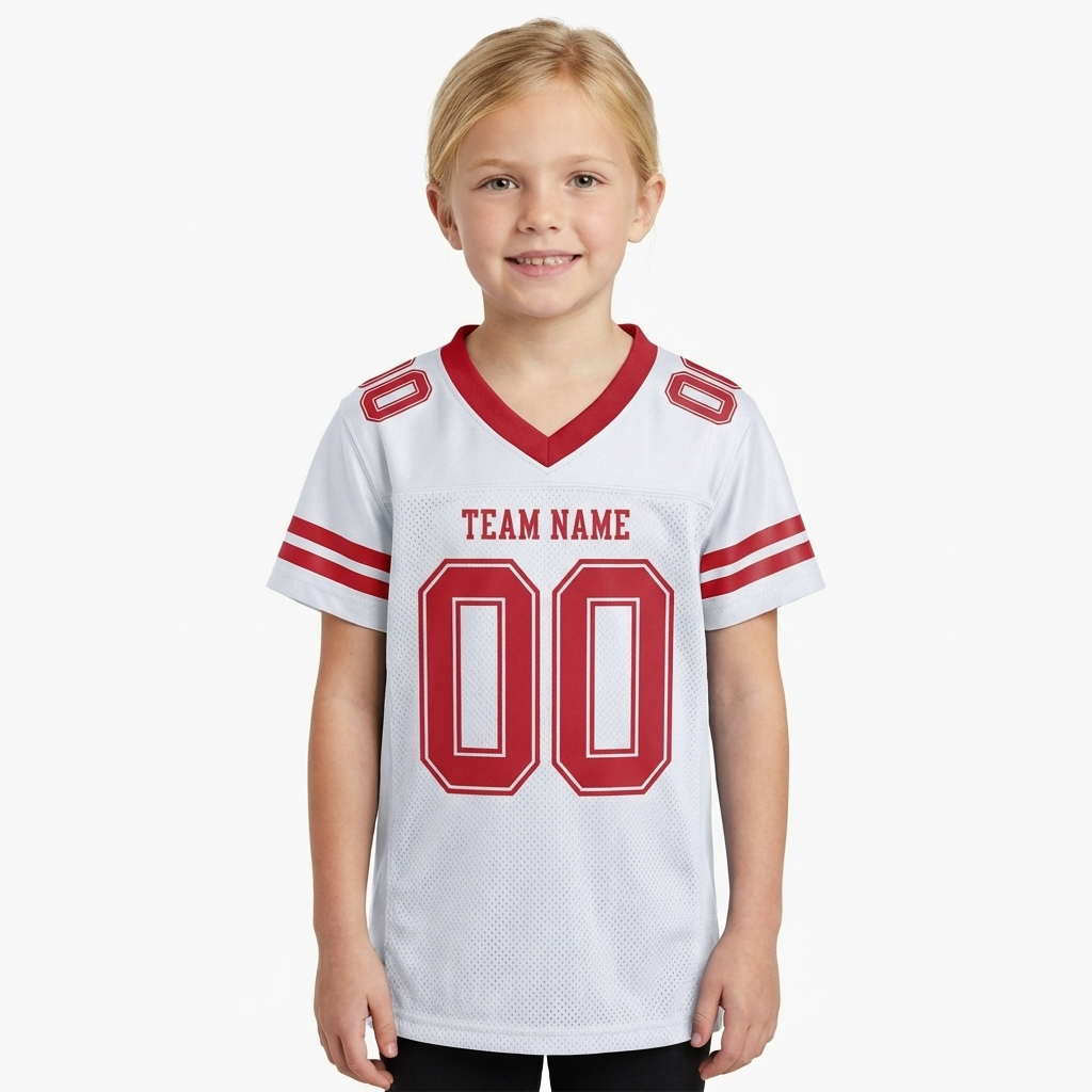 Custom White & Red Football Jersey