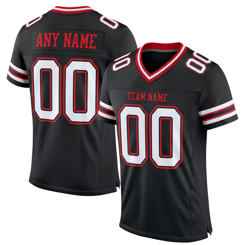 Custom Black & White/Red Football Jersey