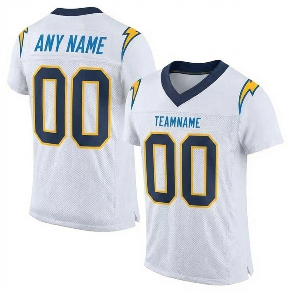 Custom White & Navy/Gold Football Jersey