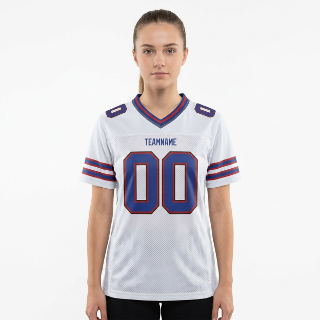 Custom White & Royal Blue/Red Football Jersey