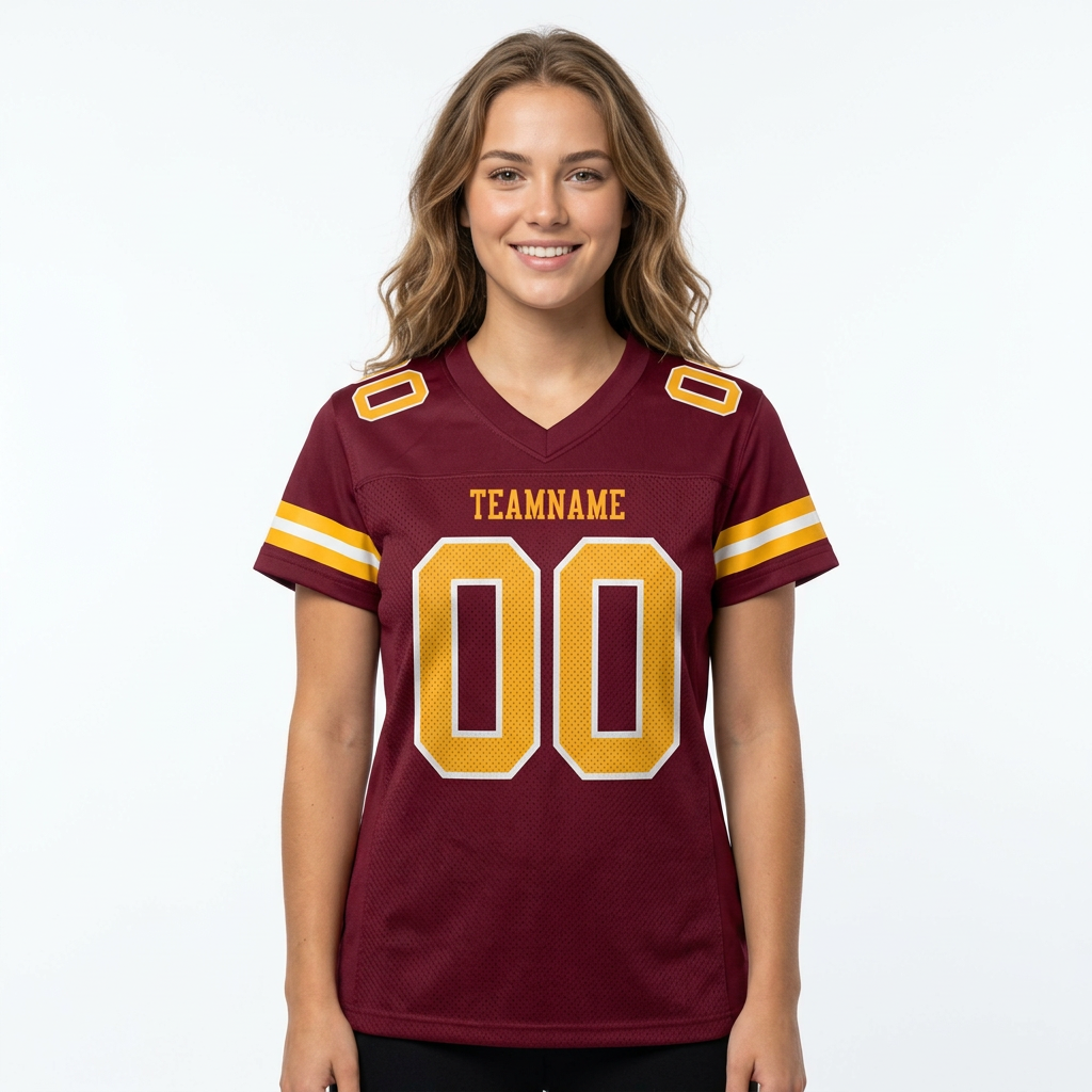 Custom Burgundy & Gold/White Football Jersey