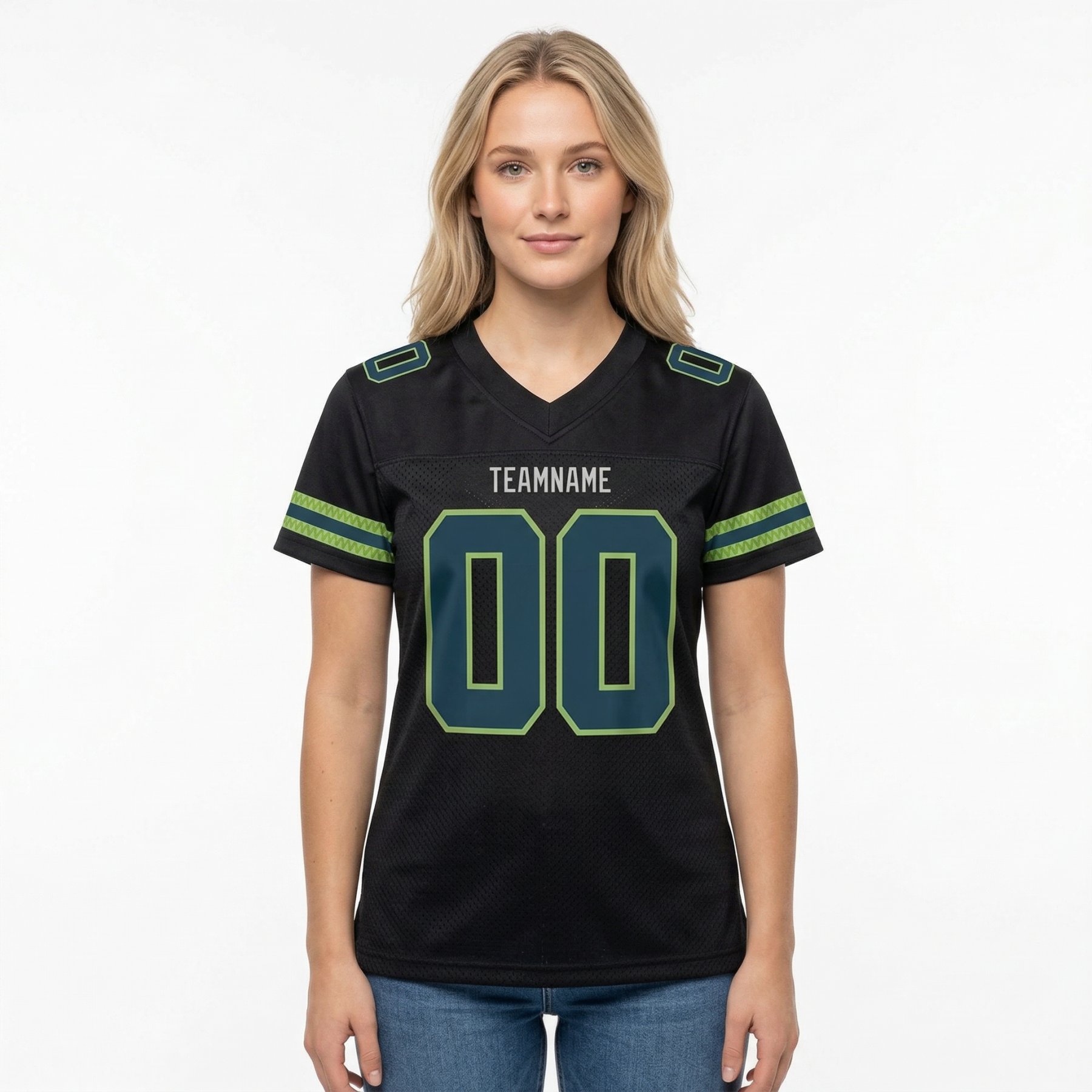 Custom Black & Royal/Green Football Jersey
