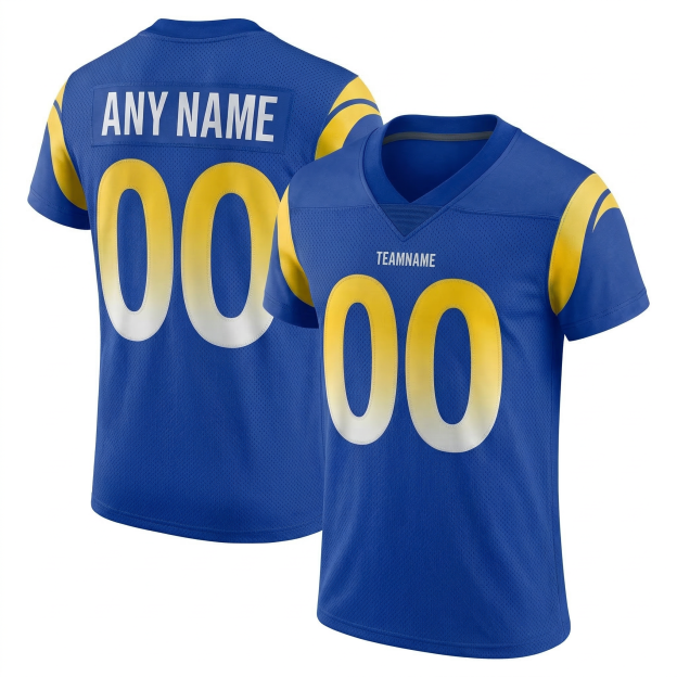 Custom Royal & White/Gold Football Jersey