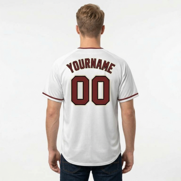 Custom White & Red/Black Classic Fashion Baseball Jersey