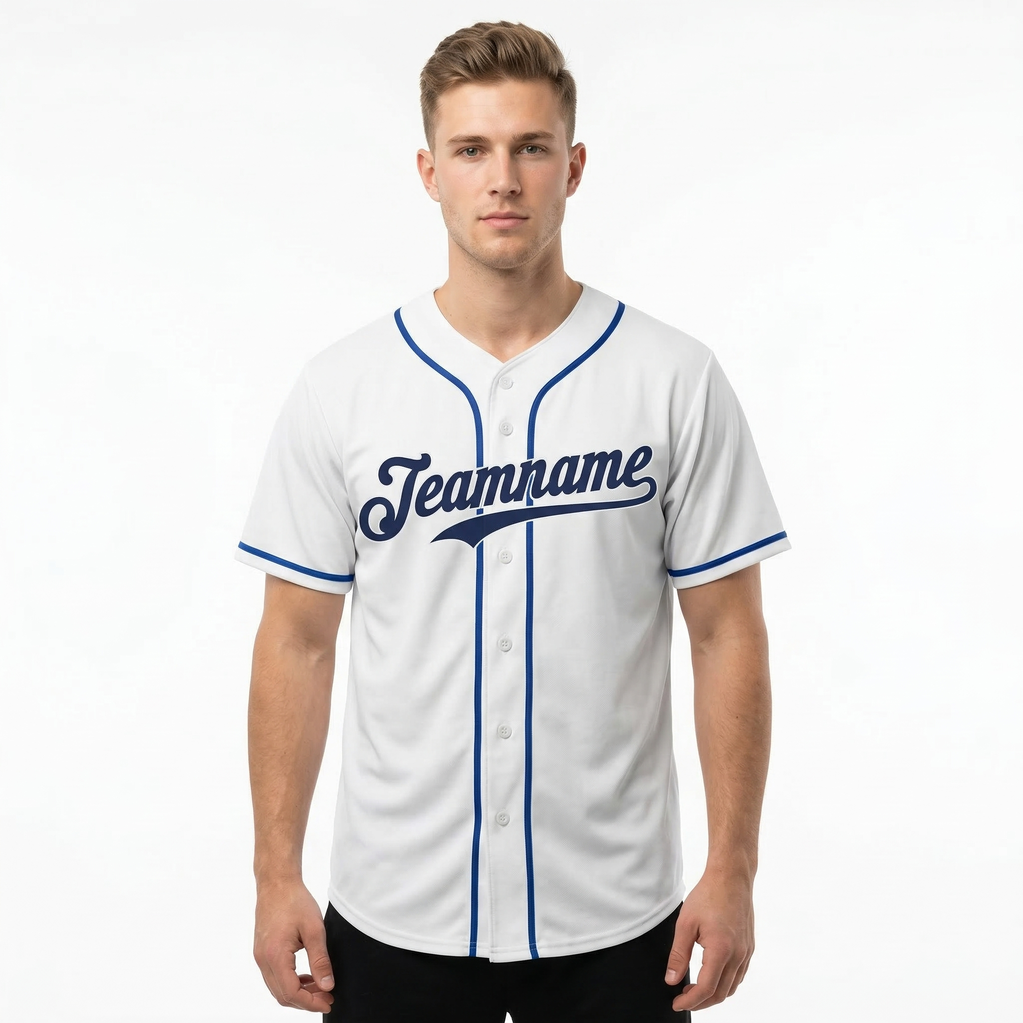 Custom White & Royal Classic Fashion Baseball Jersey