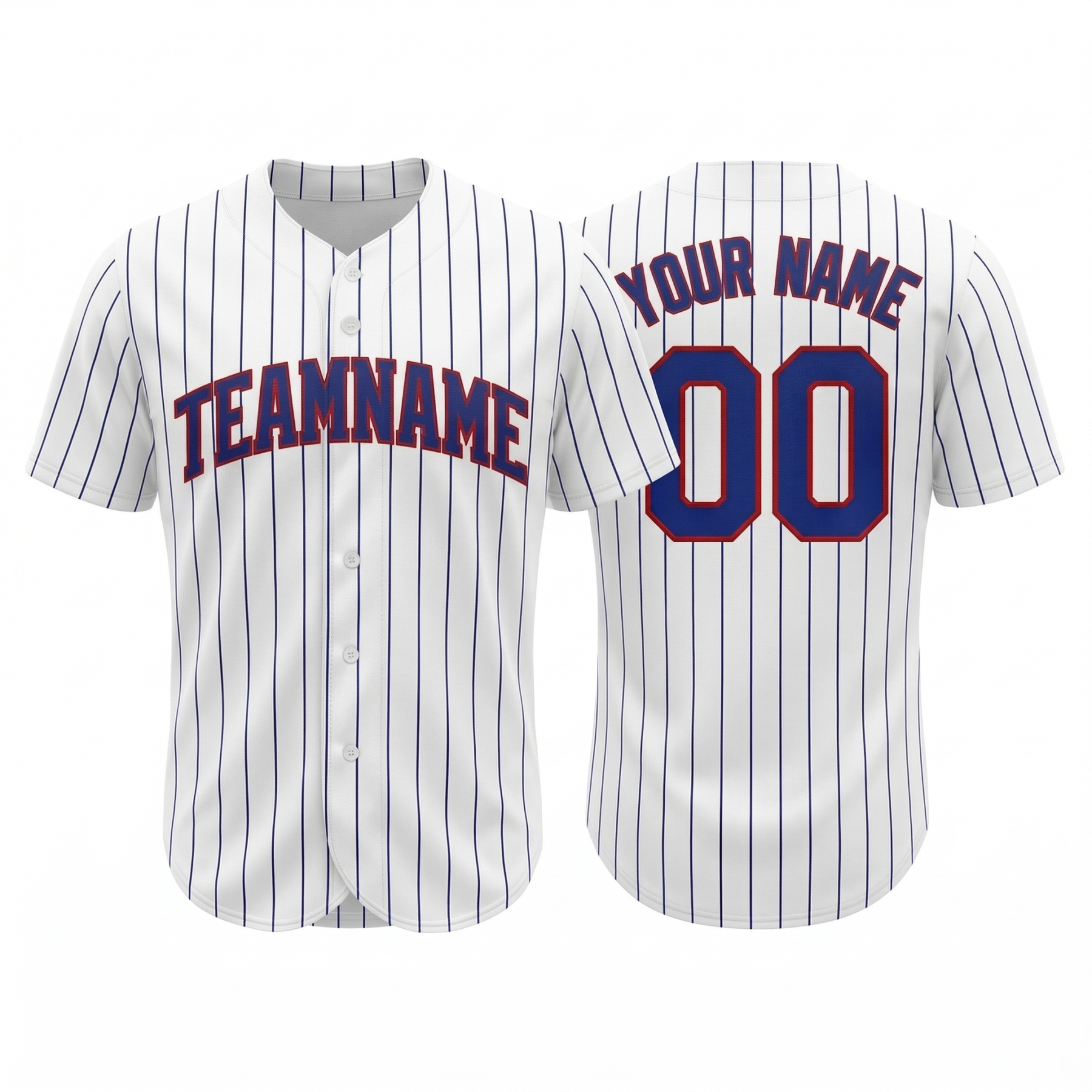 Custom White & Royal Pinstripes Classic Fashion Baseball Jersey