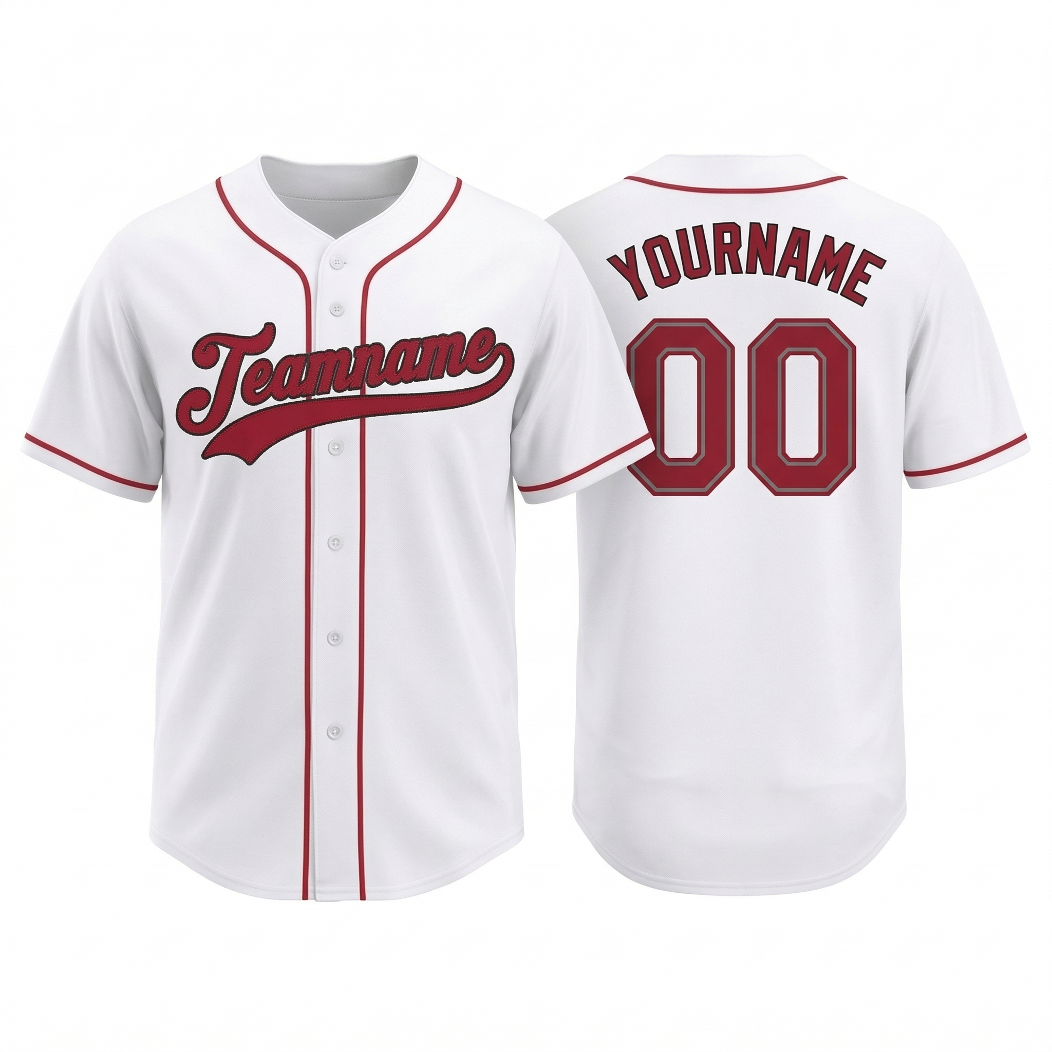 Custom White & Red/Black Classic Fashion Baseball Jersey