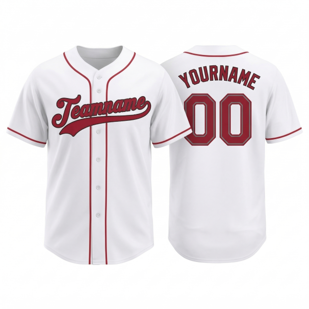 Custom White & Red/Black Classic Fashion Baseball Jersey