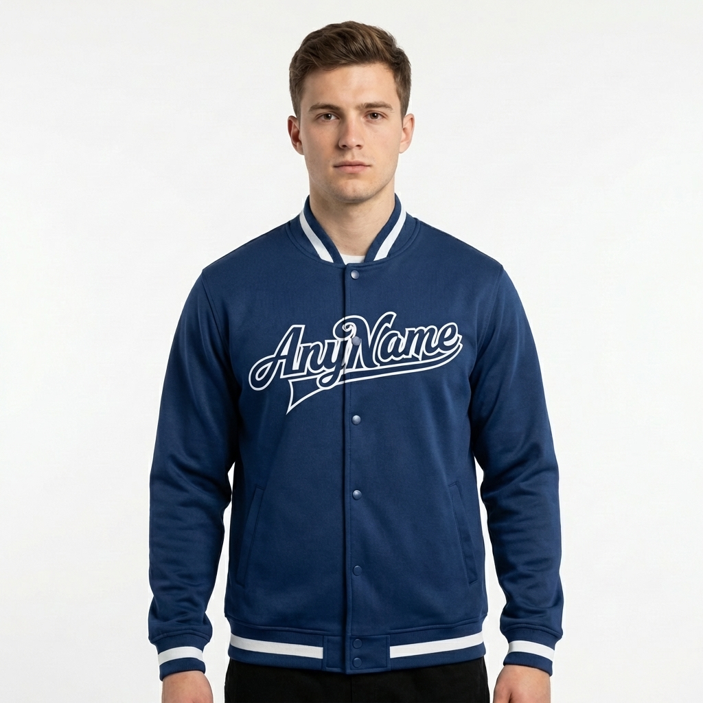 Custom Royal Blue & White Full-Snap Fleece Jacket