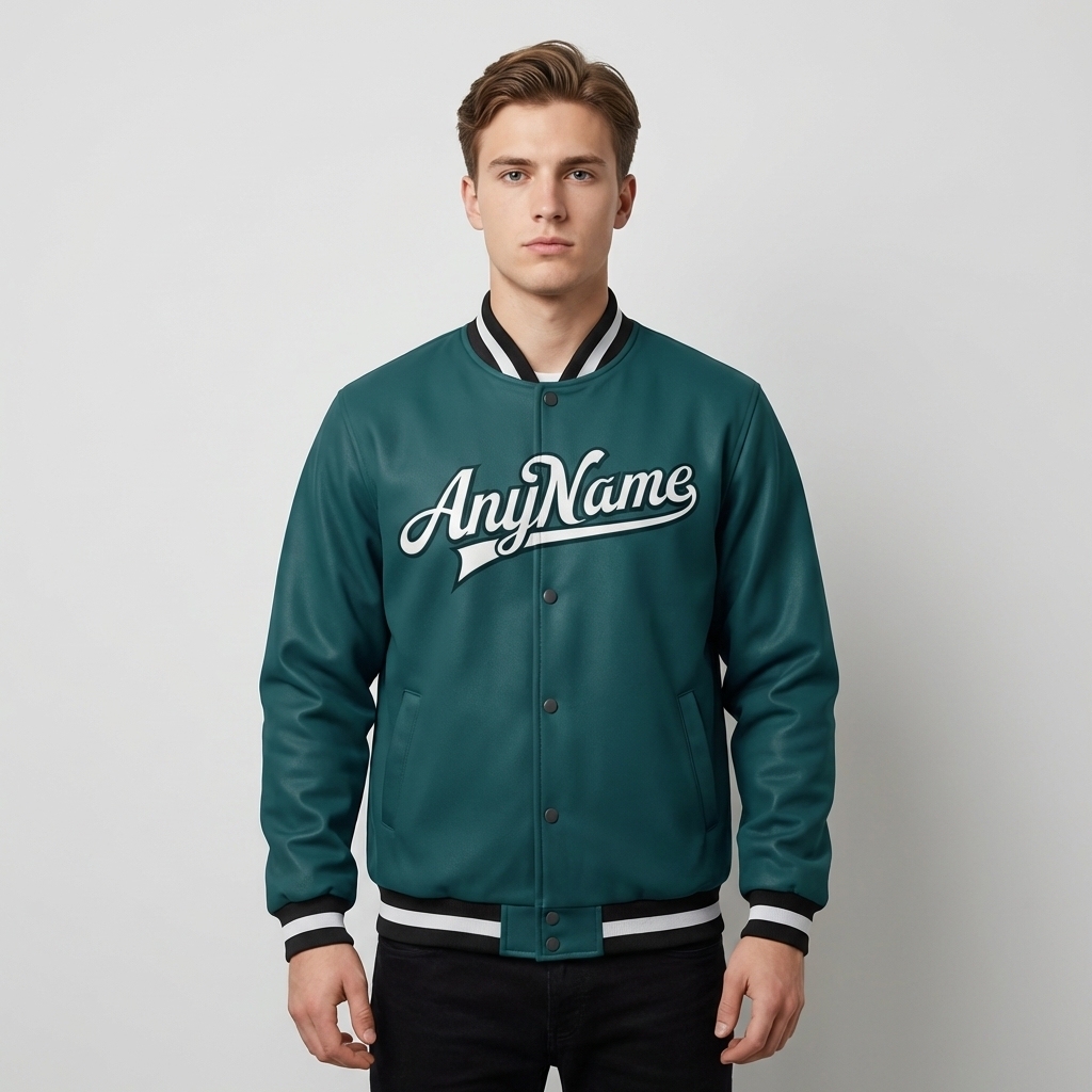 Custom Midnight Green & Gray/Black Full-Snap Fleece Jacket