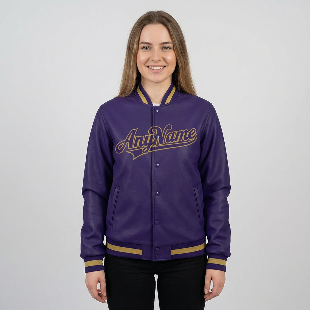 Custom Purple & Gold/White Full-Snap Fleece Jacket