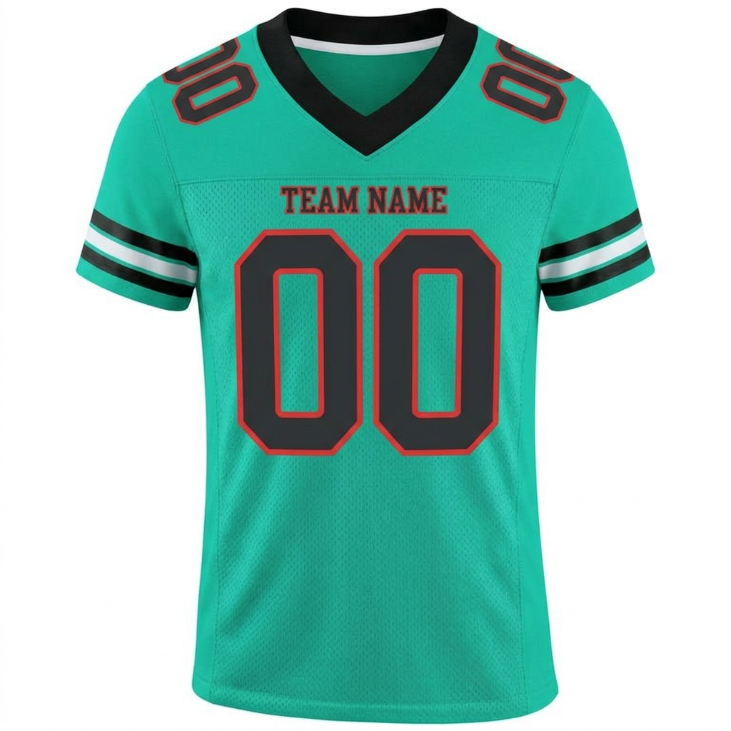 Custom Teal & Black/Red Football Jersey