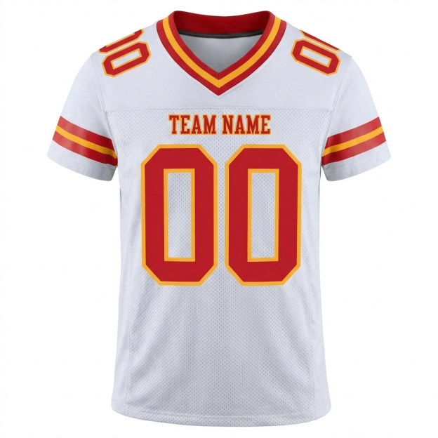 Custom White & Red/Gold Football Jersey