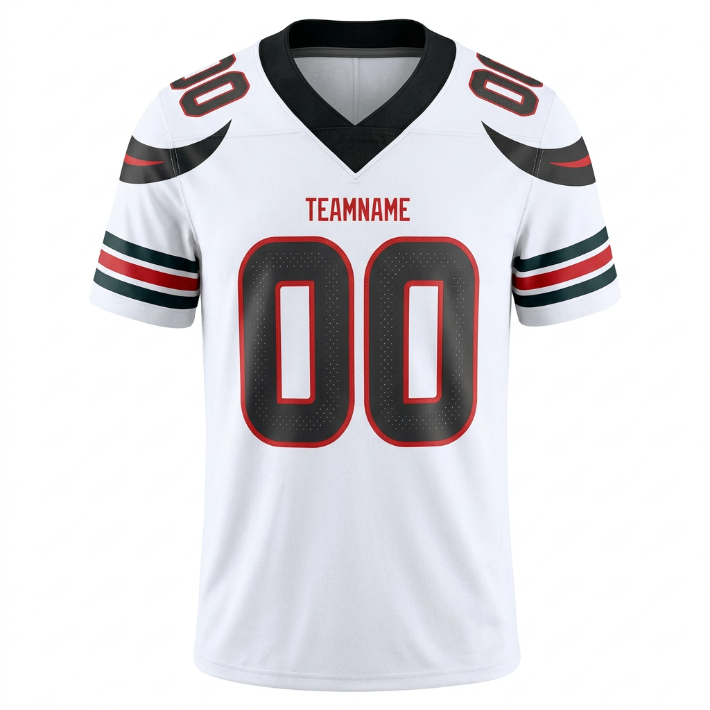 Custom White & Black/Red Football Jersey