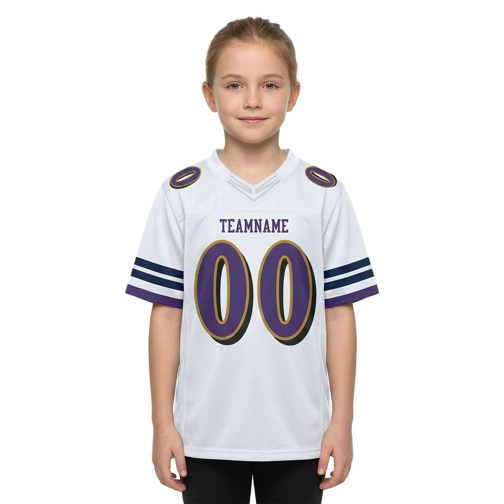 Custom White & Purple/Gold Football Jersey