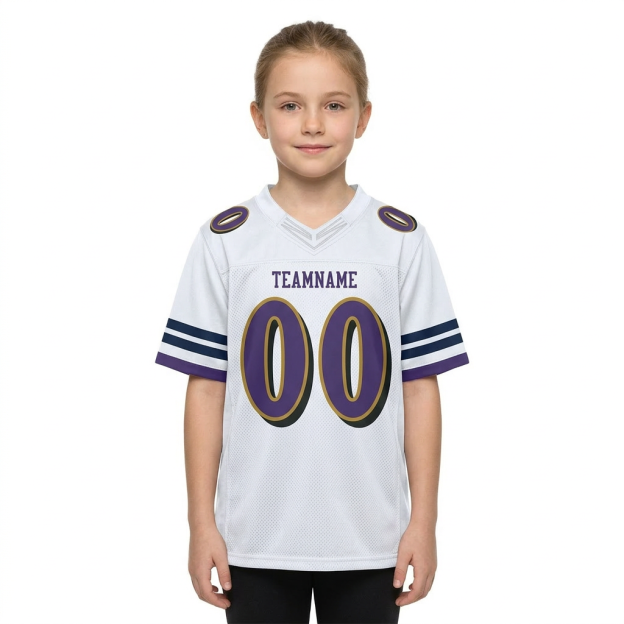 Custom White & Purple/Gold Football Jersey