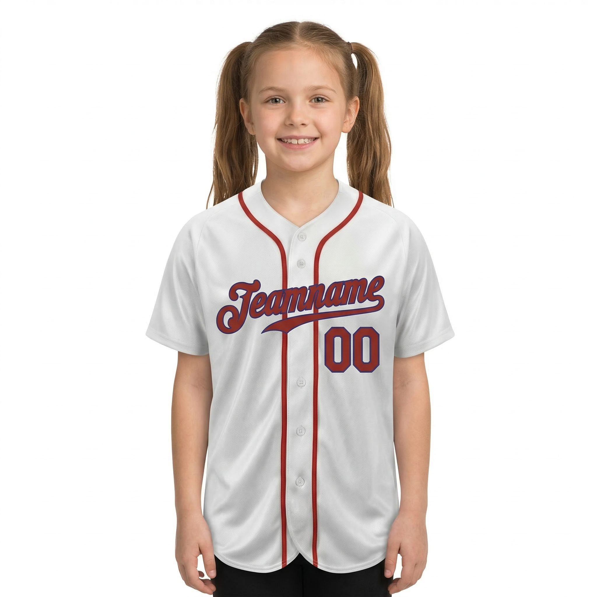 Custom White & Red/Navy Classic Fashion Baseball Jersey