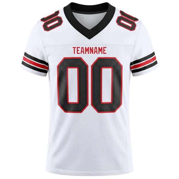 Custom White & Black/Red Football Jersey