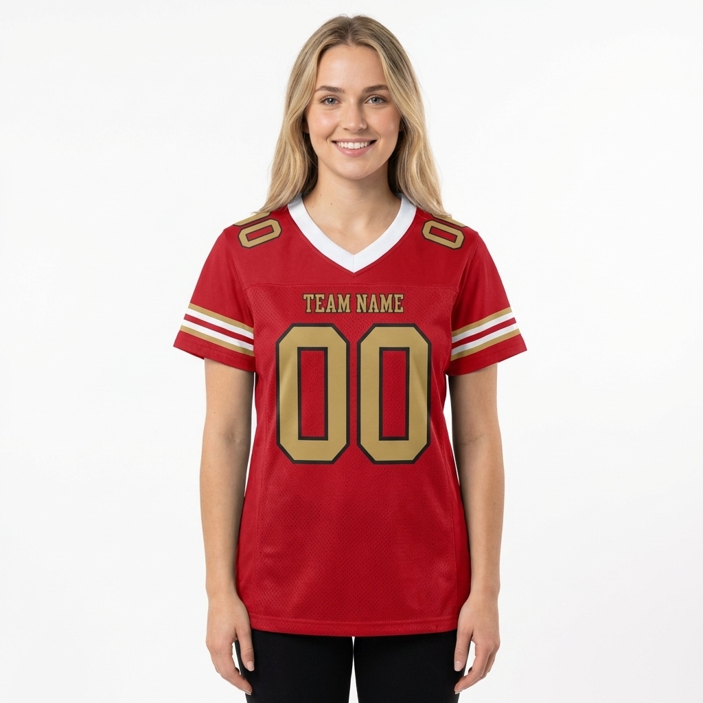 Custom Red & Gold/Black Football Jersey