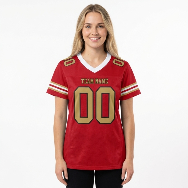 Custom Red & Gold/Black Football Jersey