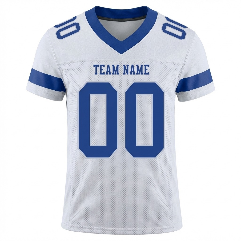 Custom White & Blue Football Jersey
