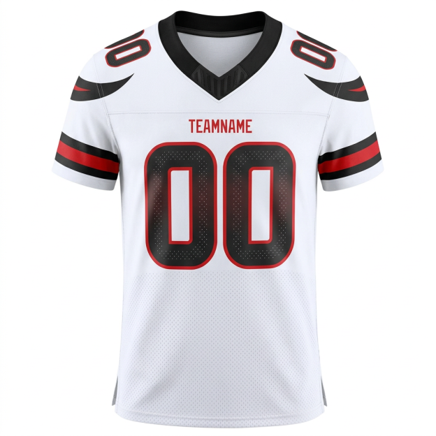 Custom White & Black/Red Football Jersey