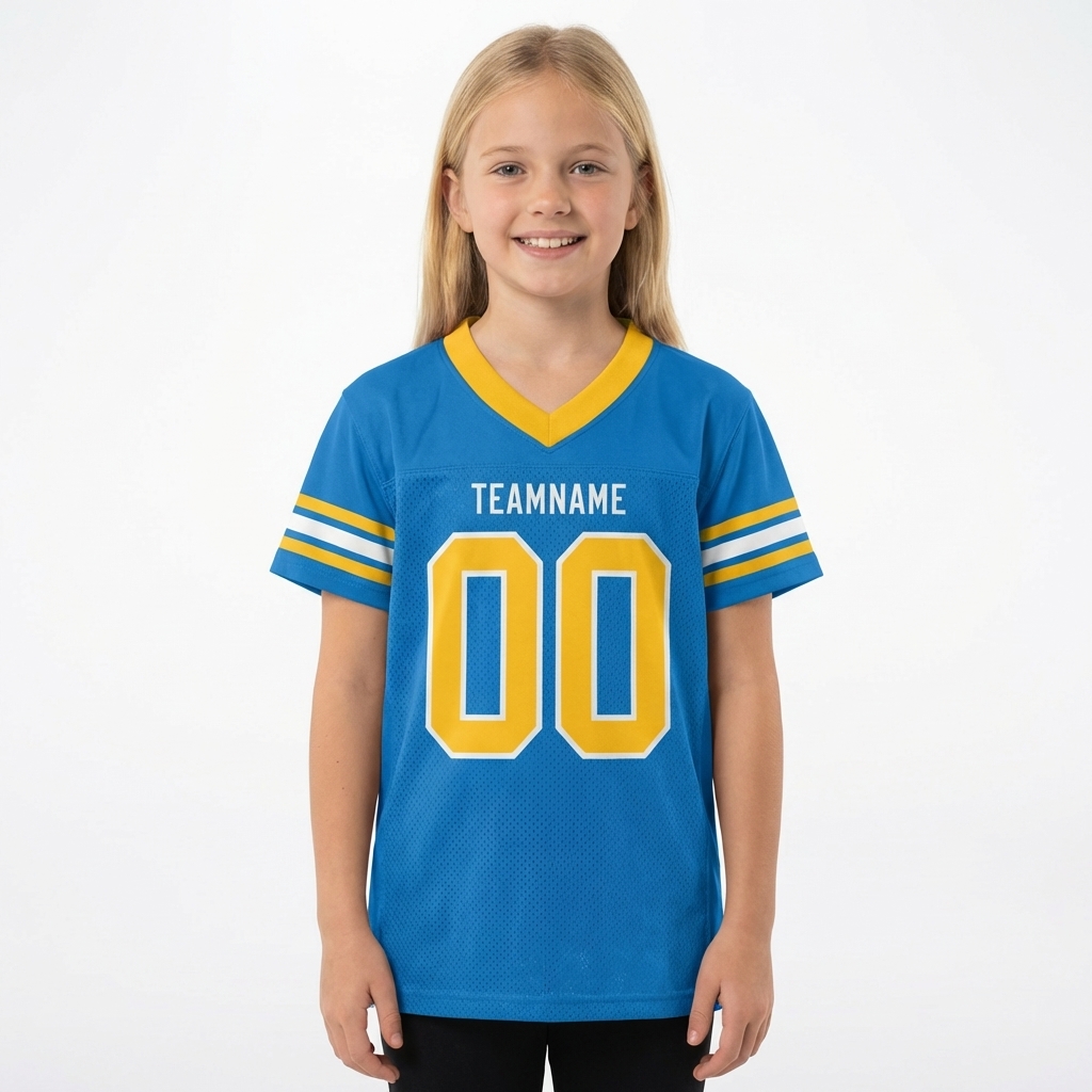 Custom Powder Blue & Gold/White Football Jersey