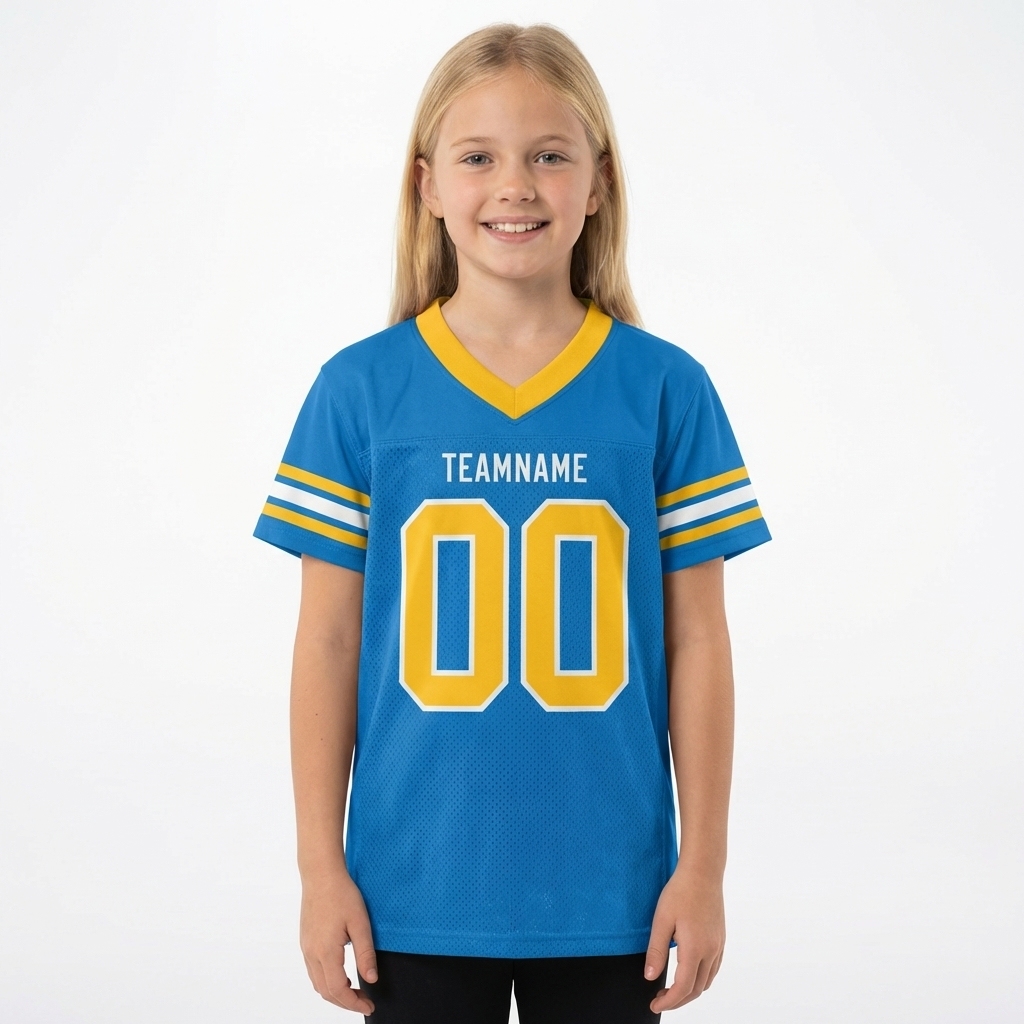 Custom Powder Blue & Gold/White Football Jersey