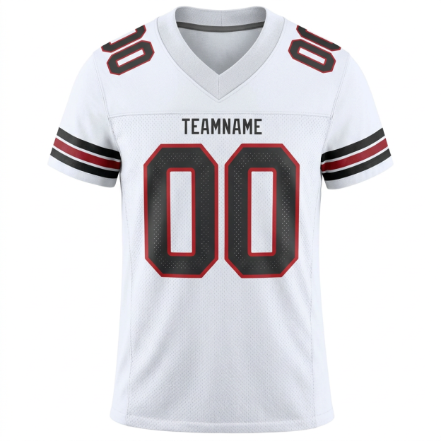 Custom White & Black/Red Football Jersey